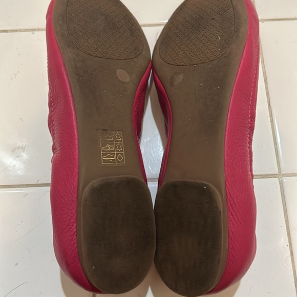 Tory Burch Melinda Carnation Red Pink Leather Ballet Flats Size 11m - Picture 5 of 5